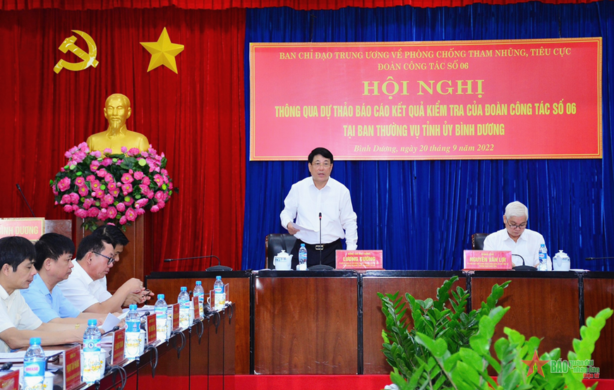 Đại tướng Lương Cường chủ trì hội nghị thông qua dự thảo Báo cáo kết quả kiểm tra tại Ban Thường vụ Tỉnh ủy Bình Dương